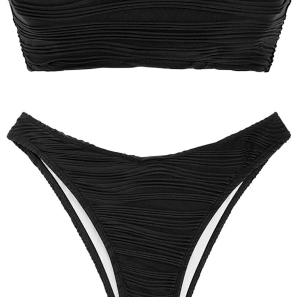 🖤 ZAFUL Black Ruched Bandeau Bikini | Size L - Picture 4 of 7